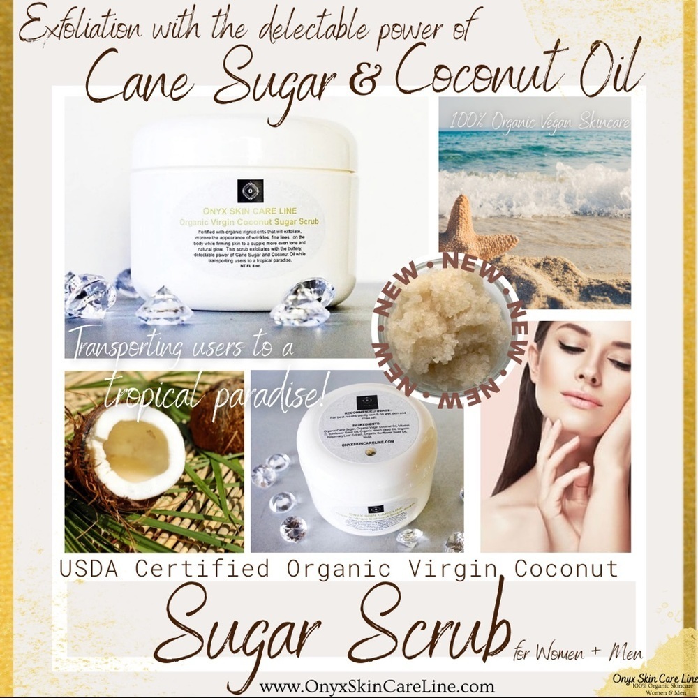 USDA CERTIFIED ORGANIC VIRGIN COCONUT SUGAR SCRUB for WOMEN and MEN